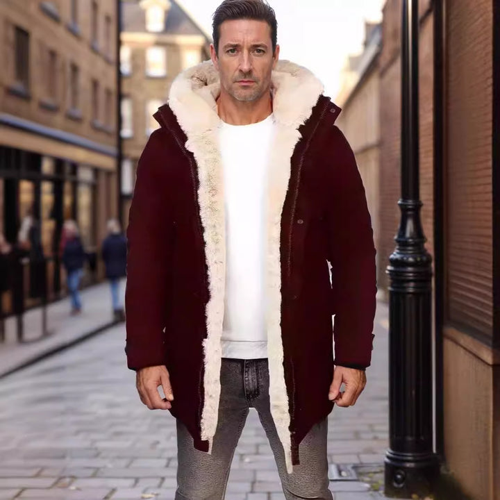 Damen warme Outdoorjacke mit Innenfutter aus Kunstfell und großen Taschen Drune