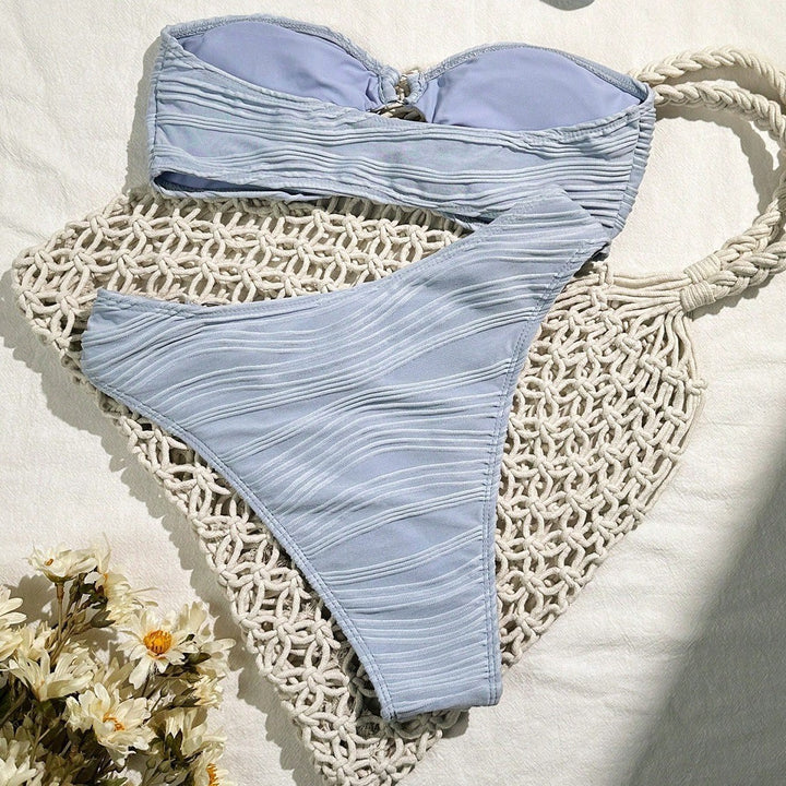 Damen Bandeau-Bikini-Set mit raffinierten Falten Drune