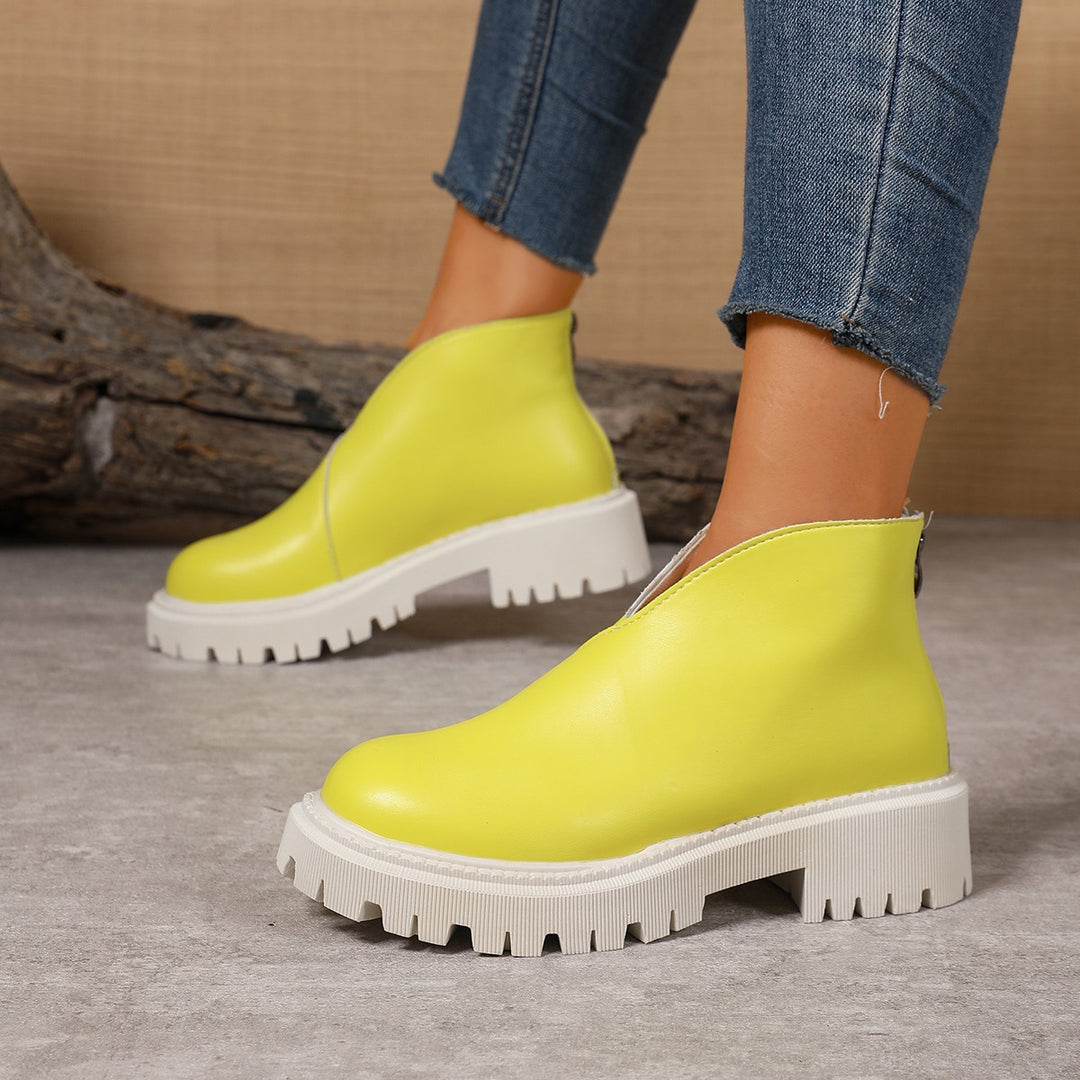 Damen Modische Chelsea-Boots mit trendigem Plateau und rutschfester Sohle Drune