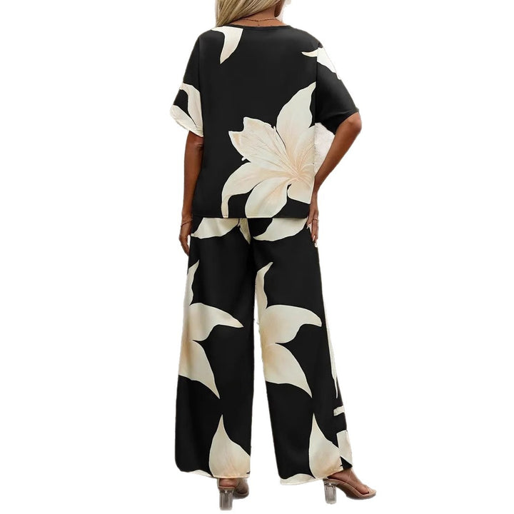 Damen Luftiges Zweiteiliges Set mit floralem Design und weitem Schnitt Drune