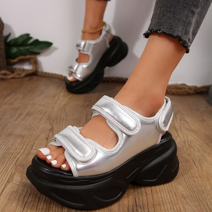 Damen Plateau-Sandalen mit verziertem Riemen und komfortabler Sohle Drune