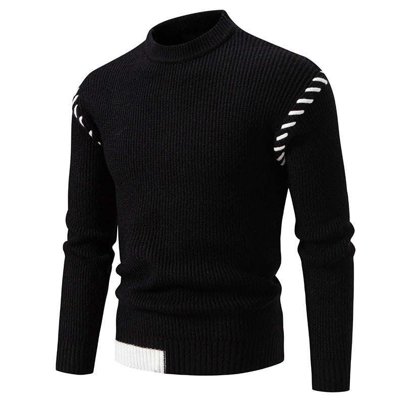 Herren modischer Strickpullover mit hohem Kragen und einzigartigem Zopfdesign Drune