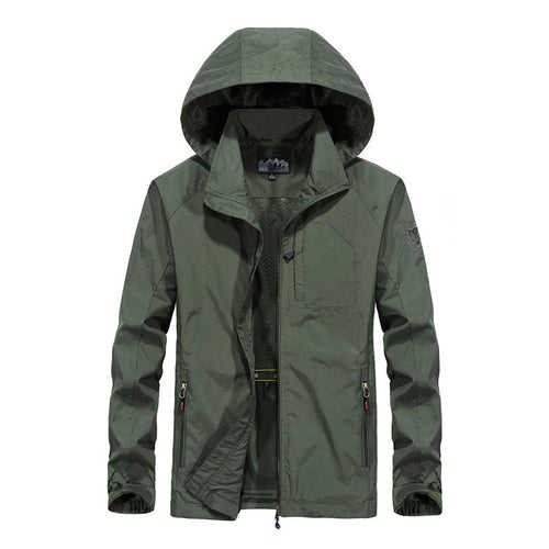 Herren Leichte Kapuzen-Outdoorjacke im technischen Look mit atmungsaktivem Meshfutter und Reißverschlusstaschen Drune