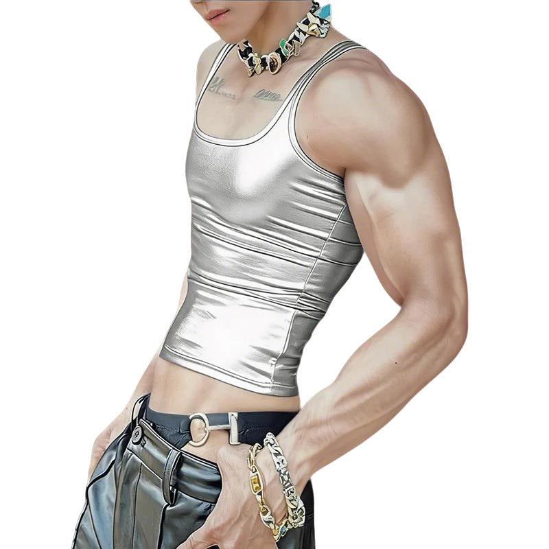 Damen nan tailliertes Glanz-Tanktop mit Racerback und feiner Nahtverarbeitung Drune