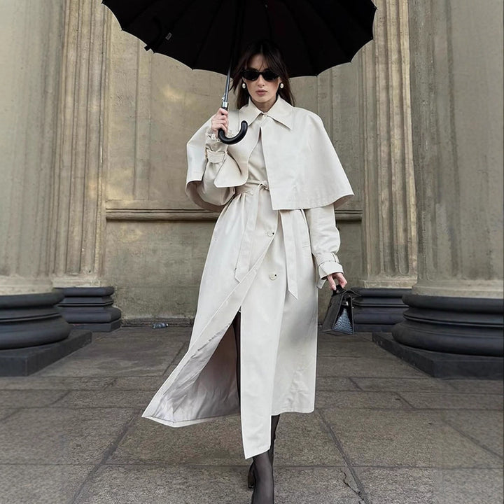 Damen eleganter Trenchcoat mit innovativem Cape-Design Drune
