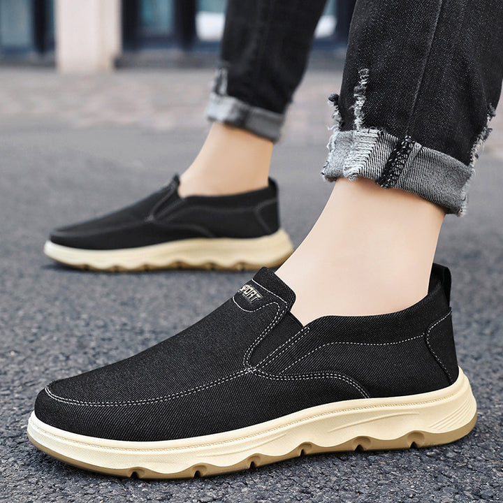 Herren nan leichter atmungsaktiver Canvas-Slip-On Freizeitschuh mit elastischem Einstieg und stoßdämpfender Leichtlaufsohle Drune