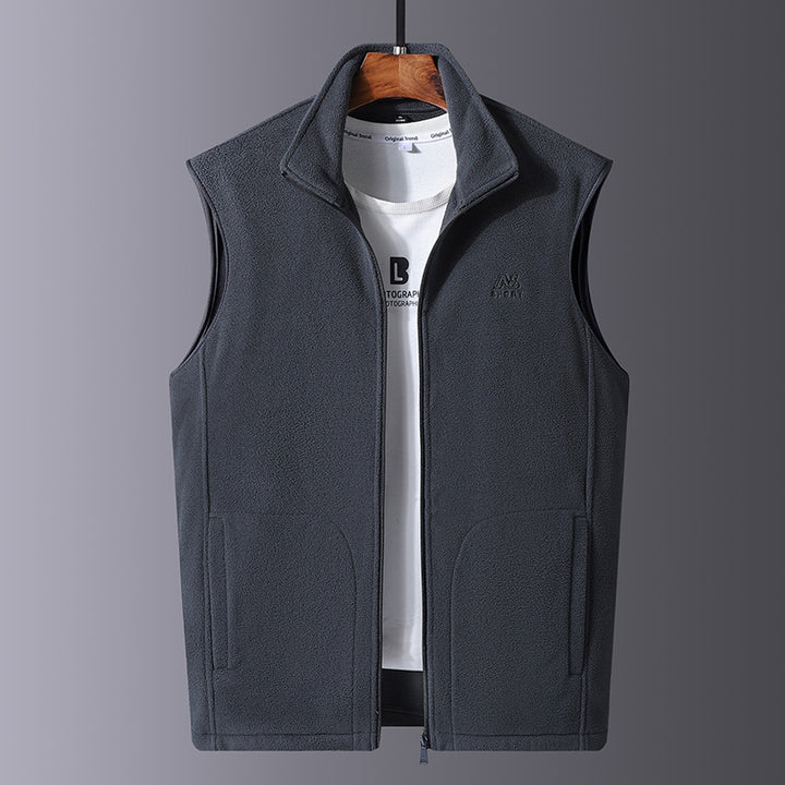 Herren Microfleece-Thermoweste mit windabweisender Front, Stehkragen und verdeckten Seitentaschen Drune