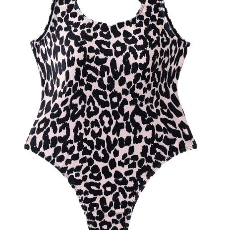 Damen Einteiler Badeanzug mit Leopardendruck und modernem Schnitt Drune