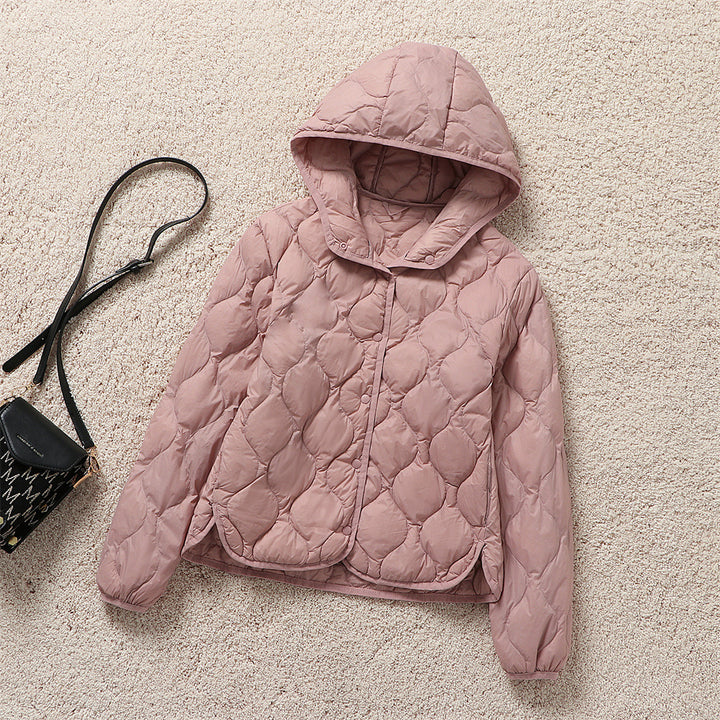 Damen Gefütterte Steppjacke mit Kapuze und kreisförmiger Steppung Drune