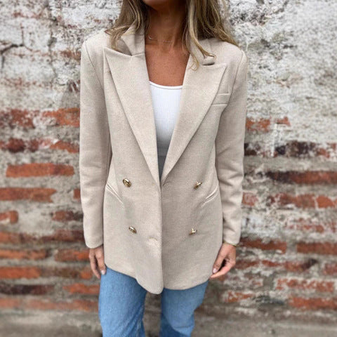 Damen eleganter und bequemer Blazer mit doppelter Knopfleiste Drune