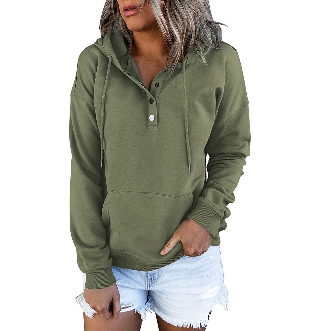 Damen Sportlicher Hoodie mit Knopfleiste und lässigem Schnitt Drune
