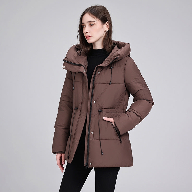 Damen nan wattierter Kapuzenparka mit taillierbarem Kordelzug, verdeckter Reißverschluss und Rippbündchen Drune