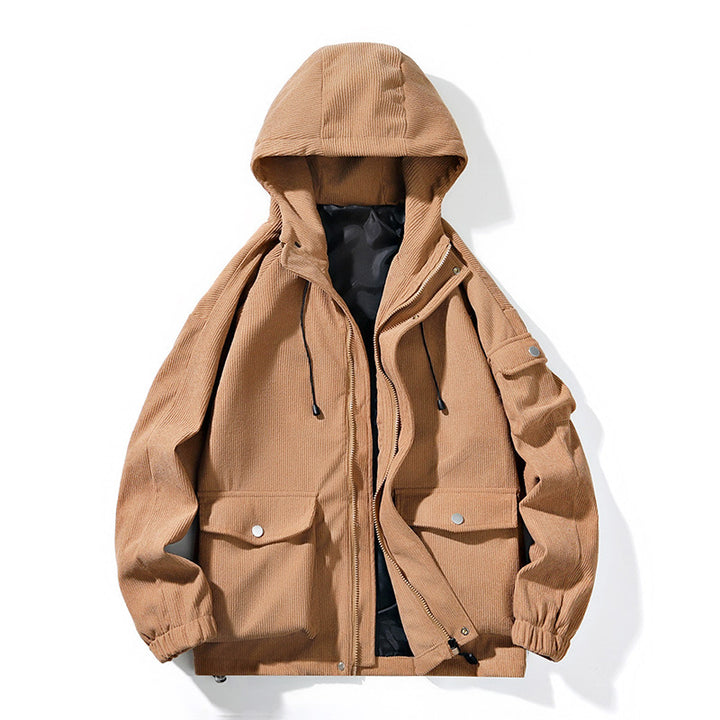 Herren Modische Outdoorjacke mit Kapuze Drune