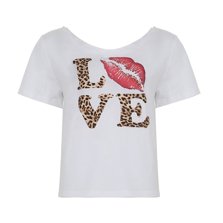 Damen T-Shirt mit tierischem Muster und auffälligem Druck Drune
