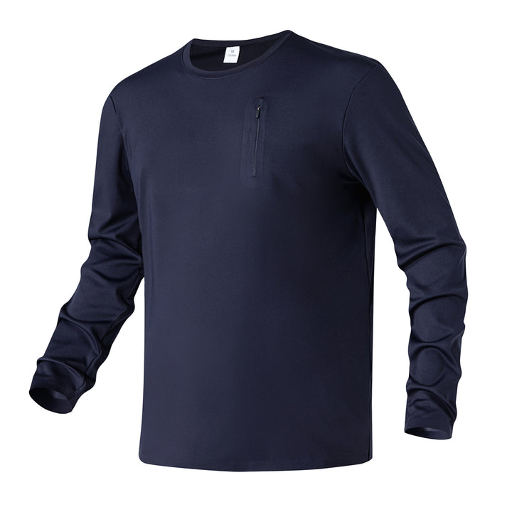 Herren Langarm-Performance-Shirt mit Brust-Reißverschlusstasche Drune