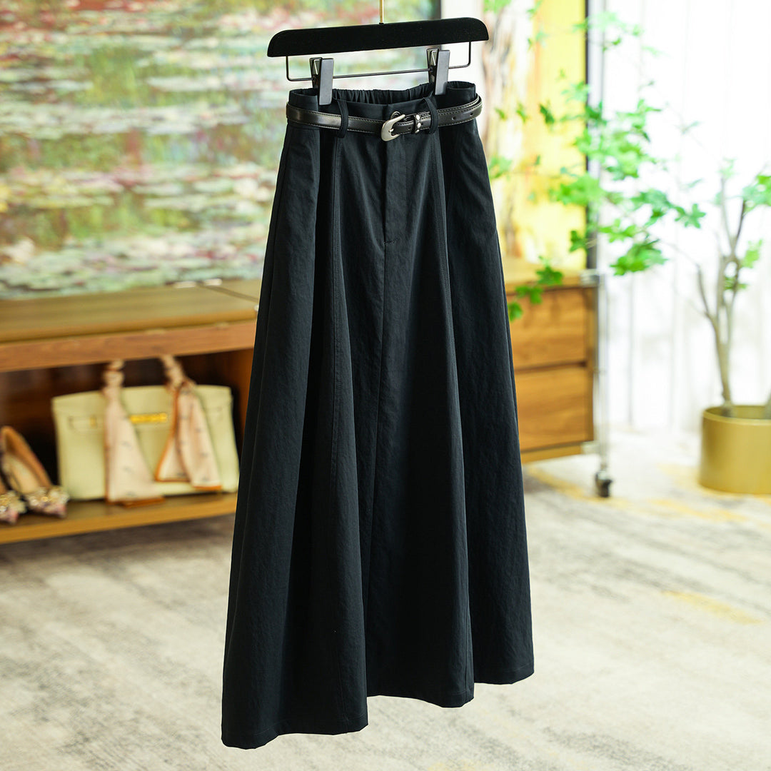Damen Eleganter Maxirock mit Taillengürtel Drune