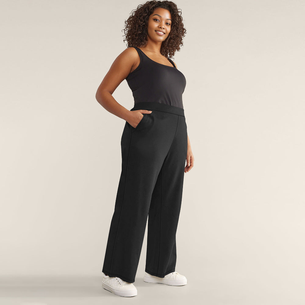 Damen Hochtaillierte Relax-Culottehose mit weitem Bein und seitlichen Eingrifftaschen Drune