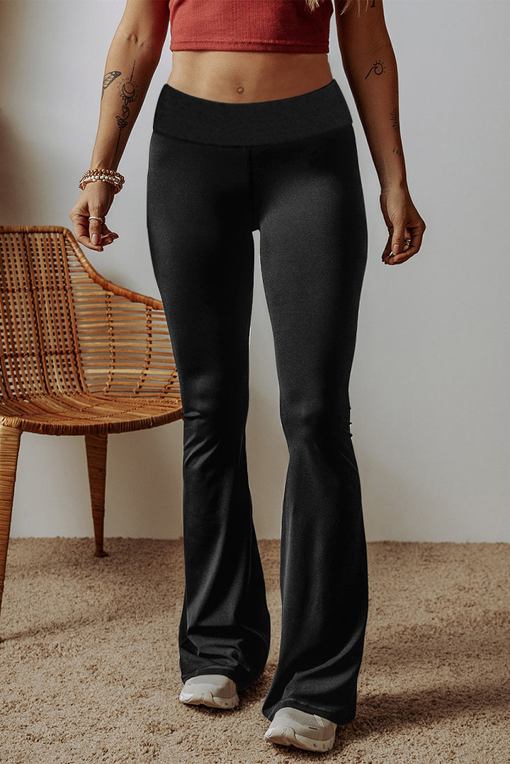 Damen High-Waist Flare-Hosen aus Stretch-Jersey mit weitem Schlag Drune