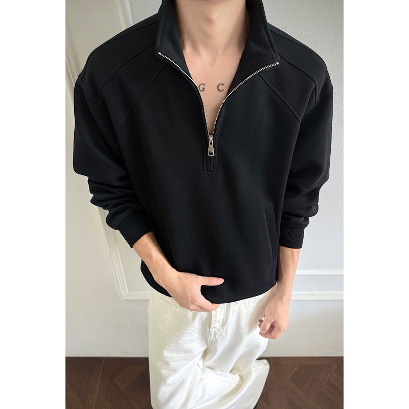 Herren Sportlicher Sweatpullover mit Stehkragen Drune