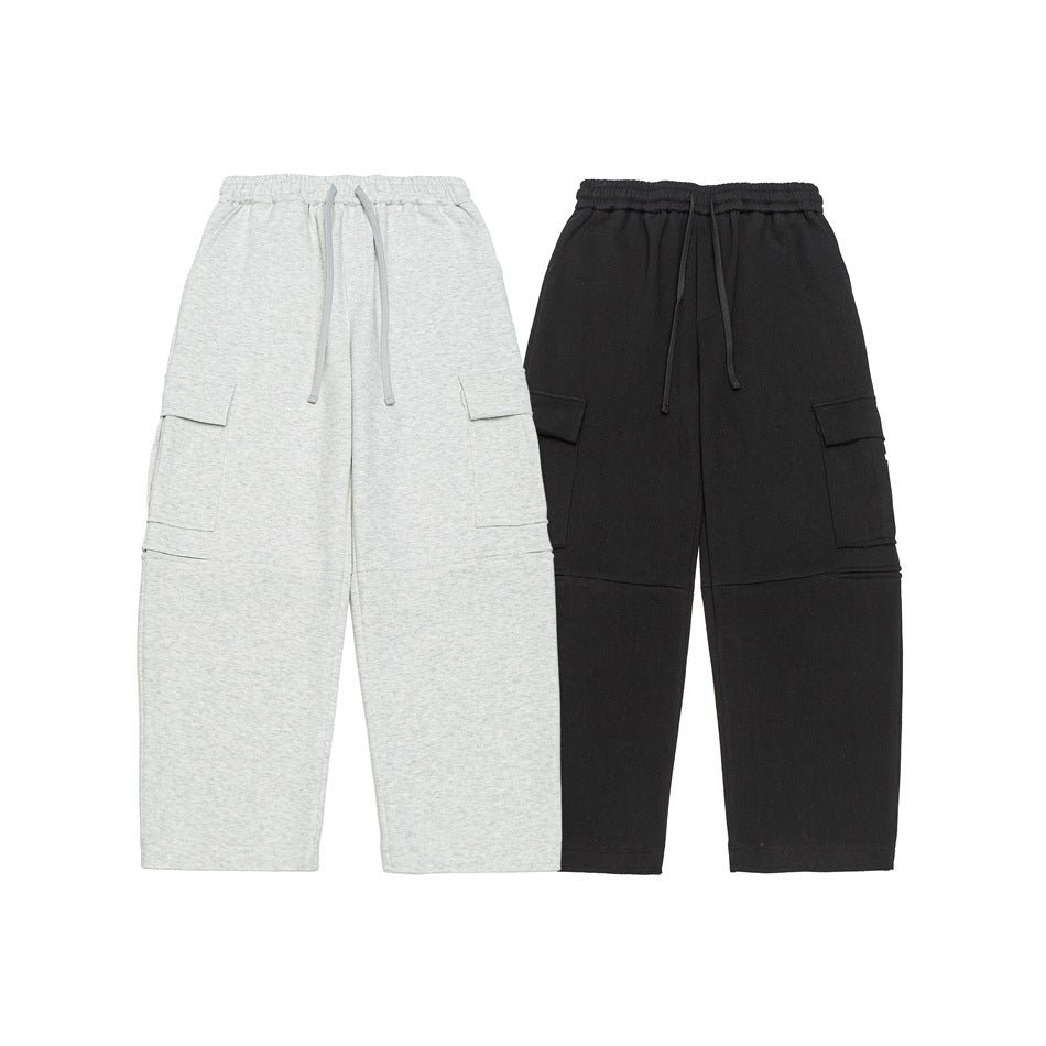 Damen Weite Cargo-Jogginghose aus French Terry mit Gummibund und aufgesetzten Klappentaschen Drune