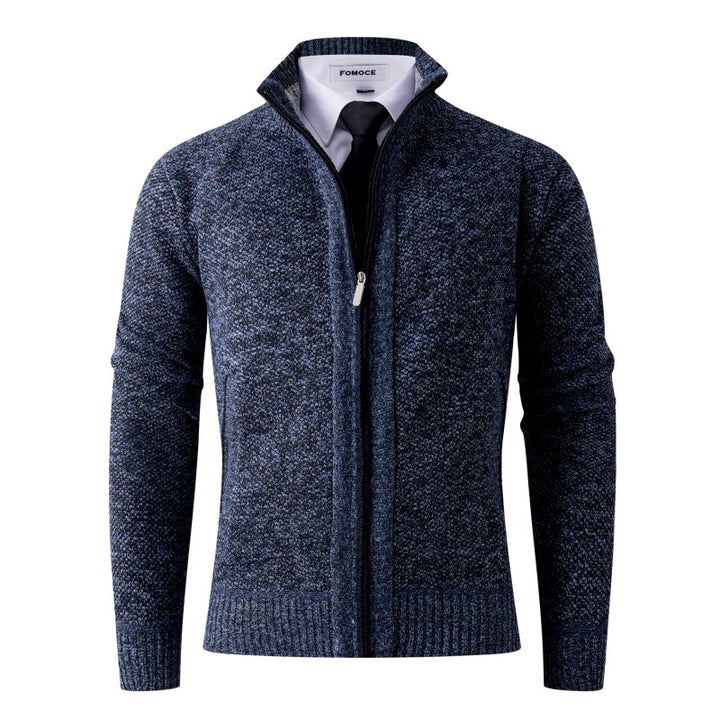 Herren stylische Strickjacke mit hohem Kragen und praktischen Taschen Drune