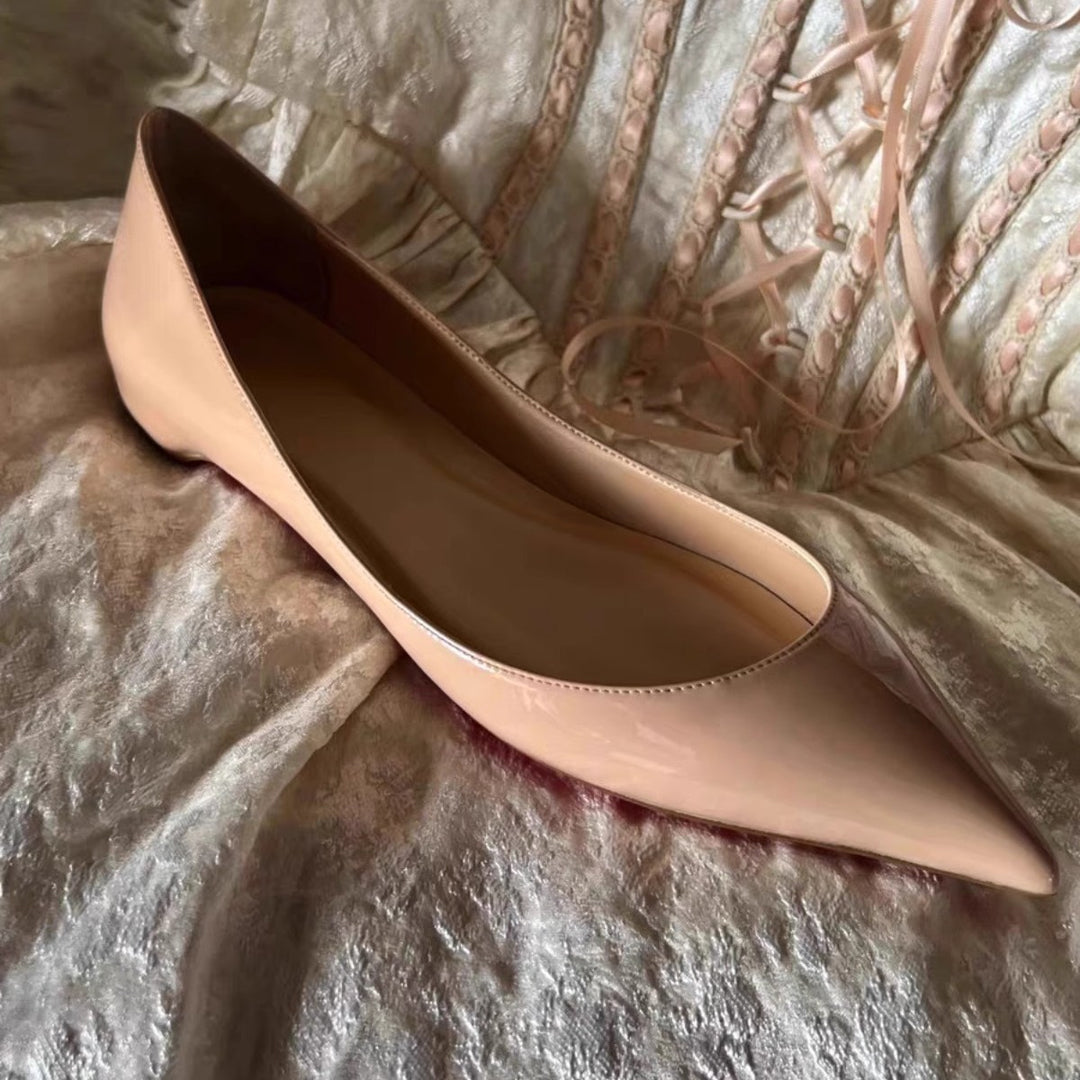 Damen Spitz zulaufende Lackleder-Ballerinas mit gepolsterter Innensohle Drune