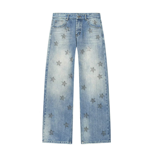 Damen nan weite Highwaist-Jeans mit Stern-Applikationen und Five-Pocket-Schnitt Drune