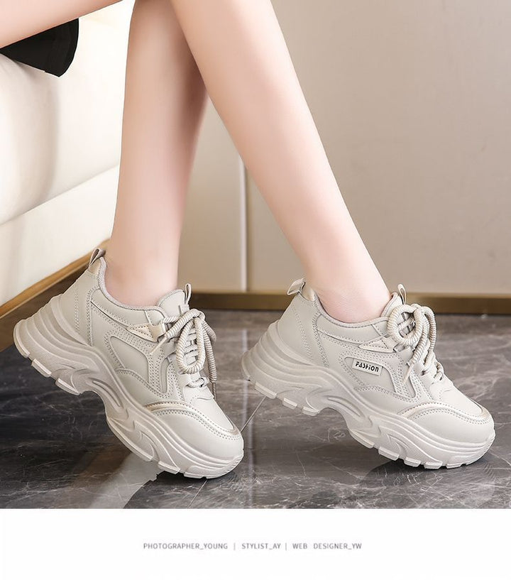Damen modische Plattform Sneakers mit atmungsaktiver Sohle und rutschfester Laufsohle Drune