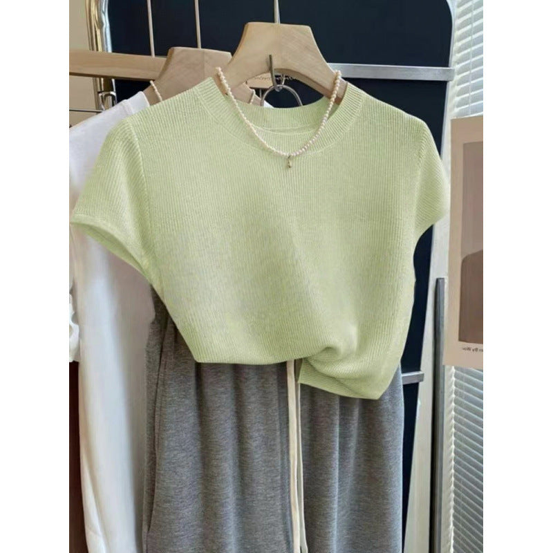 Damen lässiges Kurzarm-Strickshirt Drune