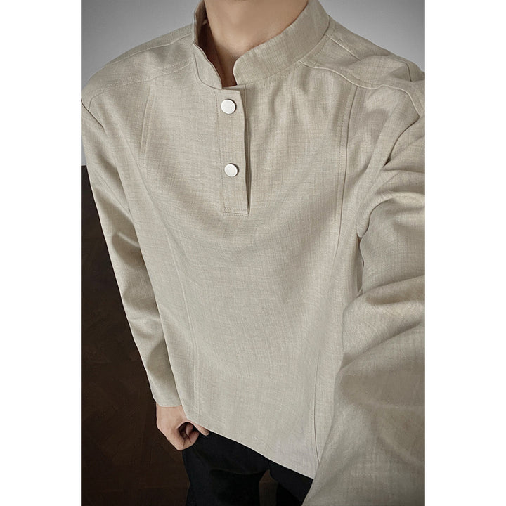Herren Lässiger Longsleeve mit Stehkragen Drune