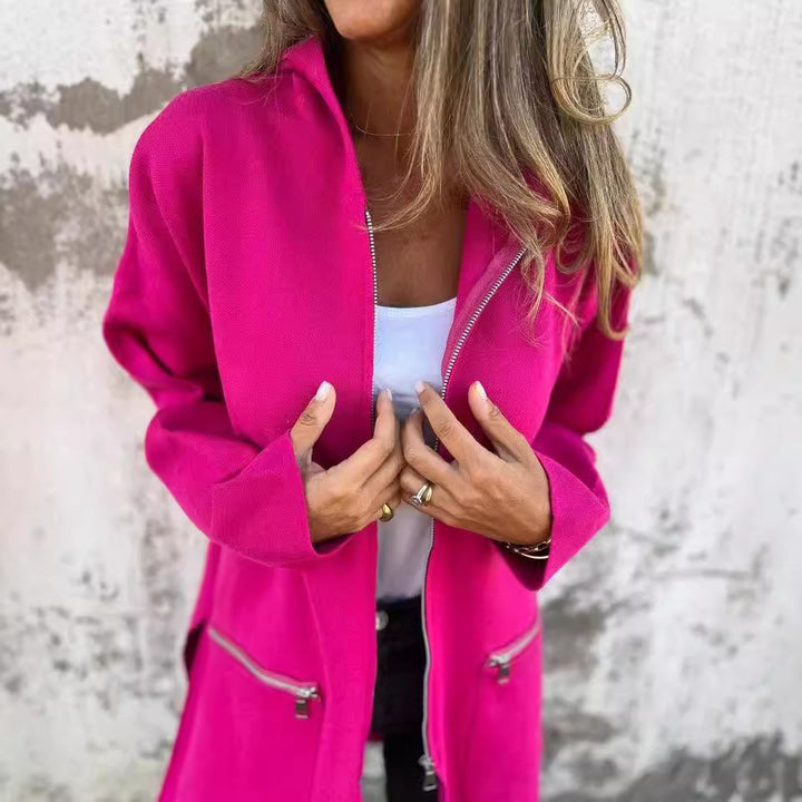 Damen stylische Gemütliche Jacke mit Kapuze Drune