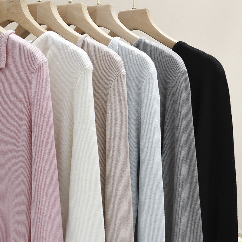 Damen Leichter Feinstrick-Cardigan mit offenem Hemdkragen und schimmernder Knopfleiste Drune