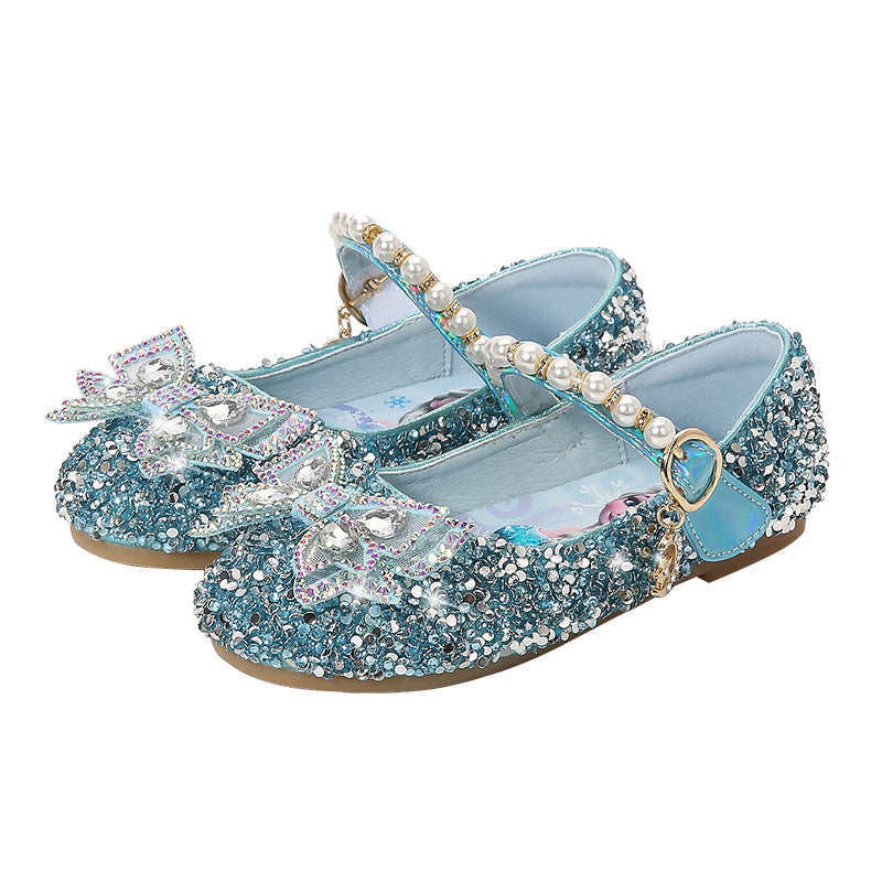 Mädchen Glitzernde Ballerinas mit perlenbesetztem Riemen Drune