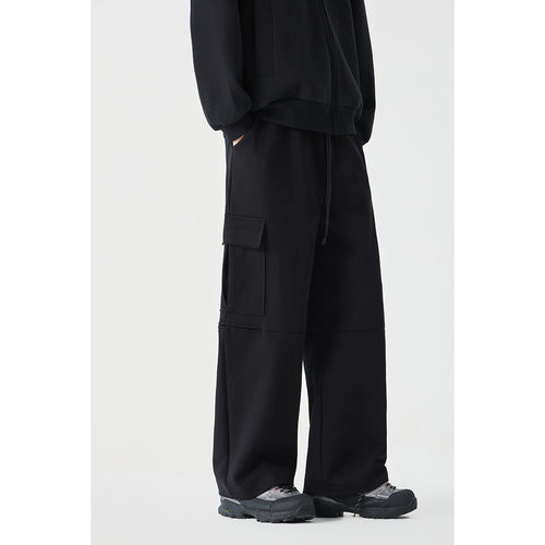 Damen Weite Cargo-Jogginghose aus French Terry mit Gummibund und aufgesetzten Klappentaschen Drune