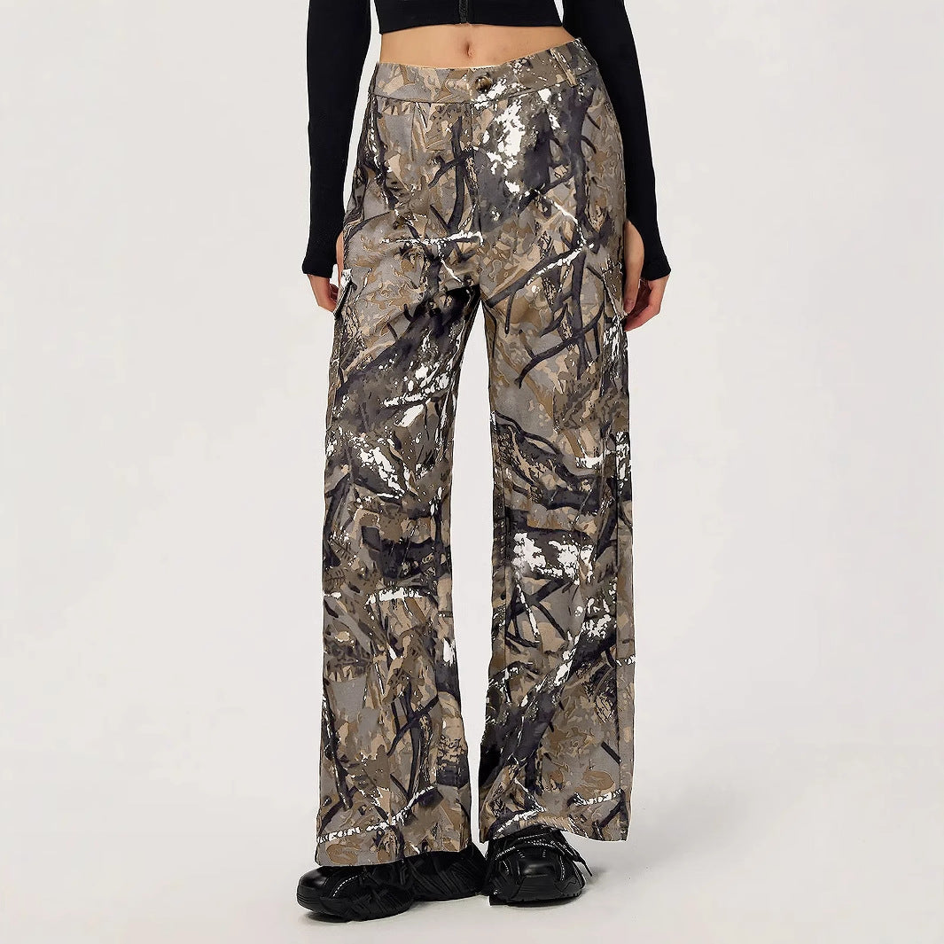 Damen weite Cargohose mit modernem Camouflage-Design Drune