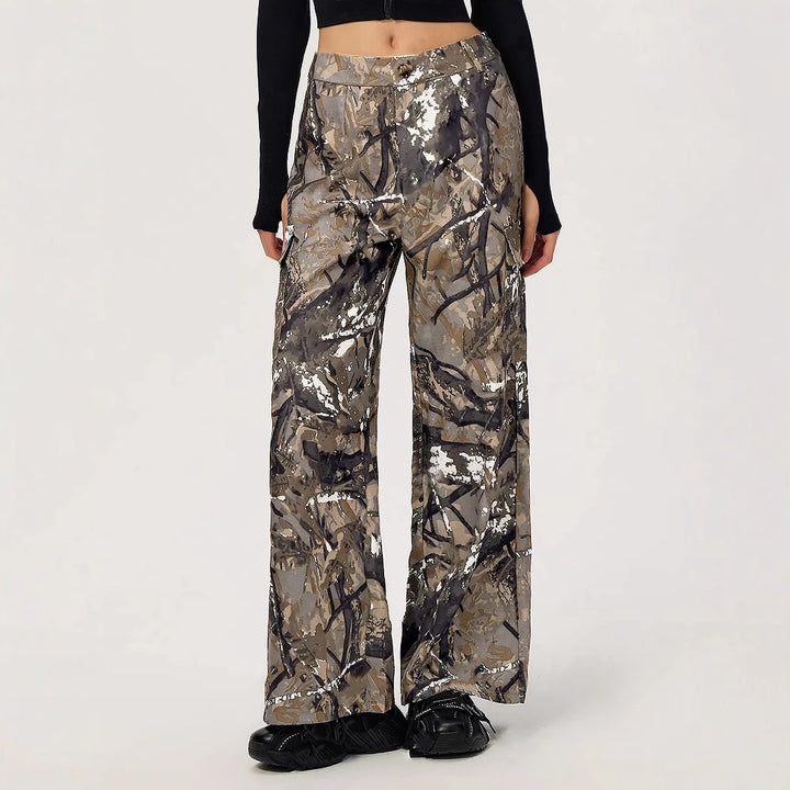 Damen weite Cargohose mit modernem Camouflage-Design Drune