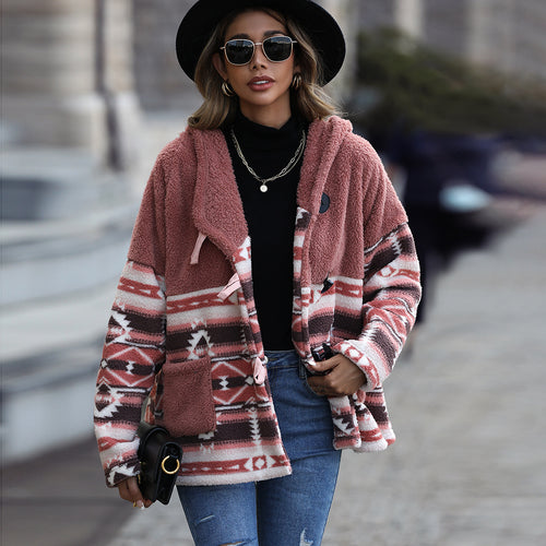 Damen Kuschelige Fleecejacke mit Karomuster und praktischen Taschen Drune