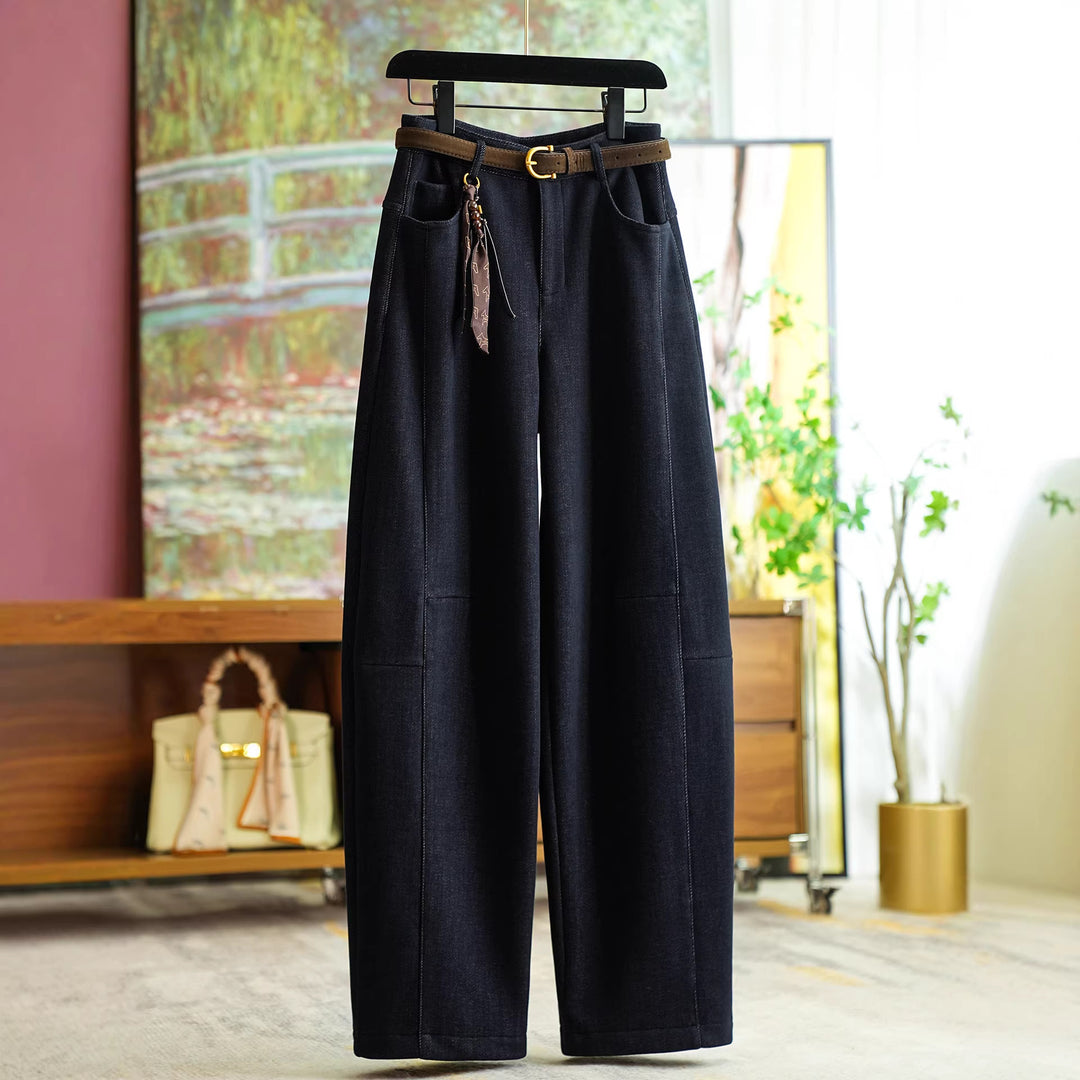 Damen Bequeme und modische Hose mit Gürtel Drune