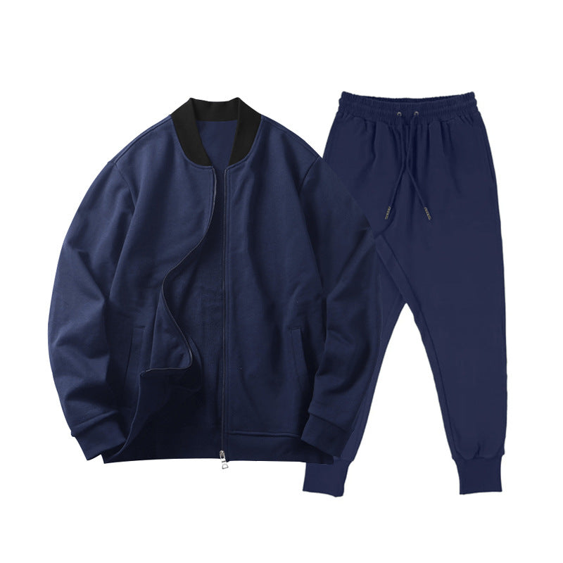 Herren nan locker geschnittenes Sweatset mit Reißverschluss-Bomberjacke und konisch zulaufender Jogginghose aus weichem Baumwollfleece Drune