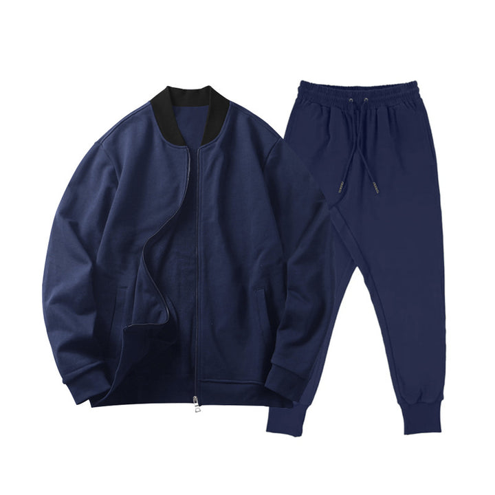 Herren nan locker geschnittenes Sweatset mit Reißverschluss-Bomberjacke und konisch zulaufender Jogginghose aus weichem Baumwollfleece Drune