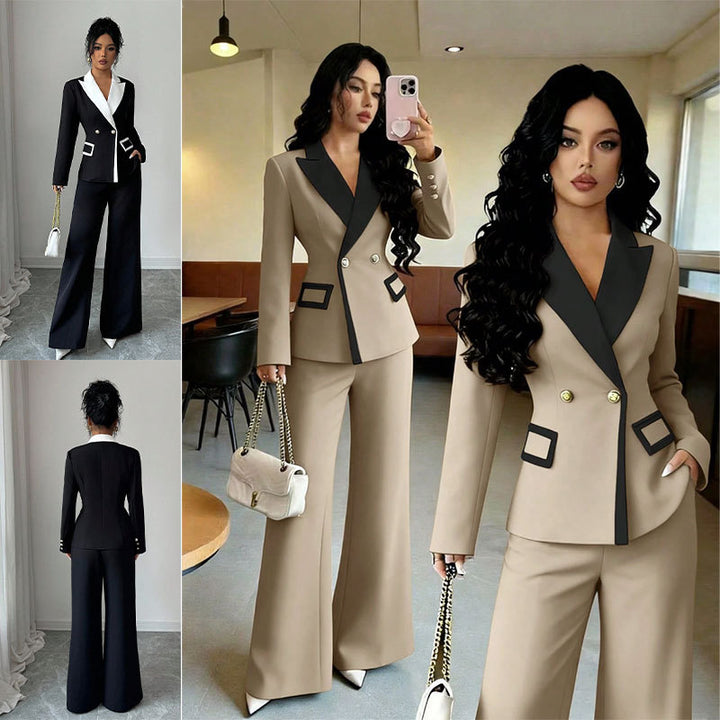 Damen Elegantes Doppelreihiges Blazer-Set Drune