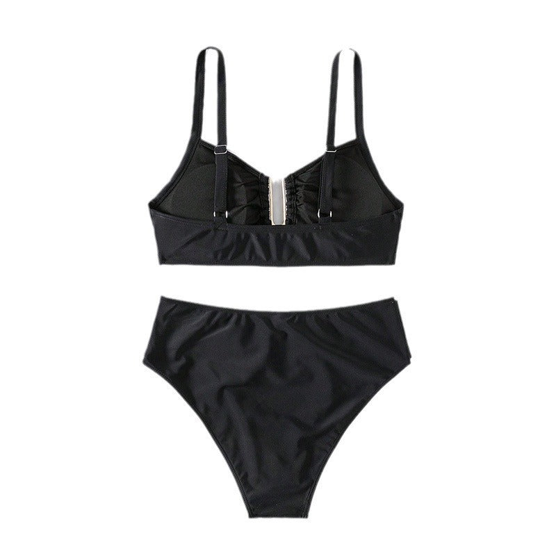 Damen Hochtaillierter Bikini mit modischem Cut-Out und goldenen Akzenten Drune