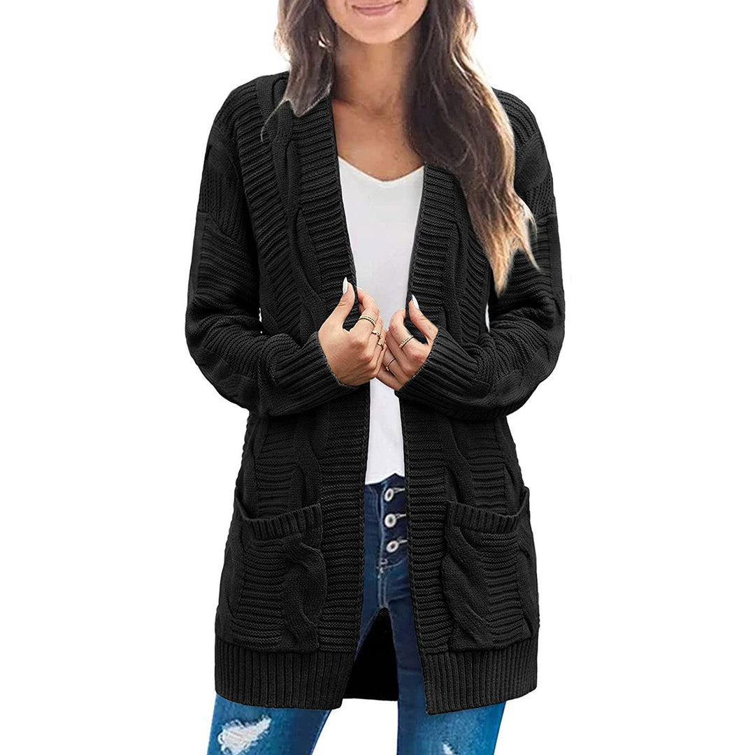Damen Grobstrick Cardigan mit eleganten Zopfmuster und praktischen Taschen Drune