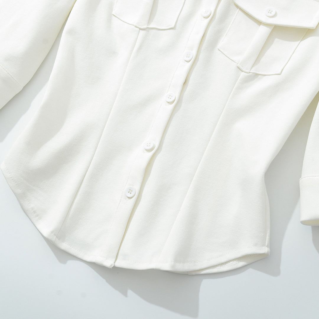Damen Taillierte Hemdbluse mit Brustklappen und taillierten Abnähern Drune
