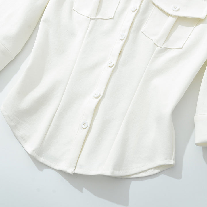 Damen Taillierte Hemdbluse mit Brustklappen und taillierten Abnähern Drune