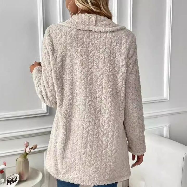 Damen Elegante und lässige Plüsch-Jacke mit strukturiertem Design Drune
