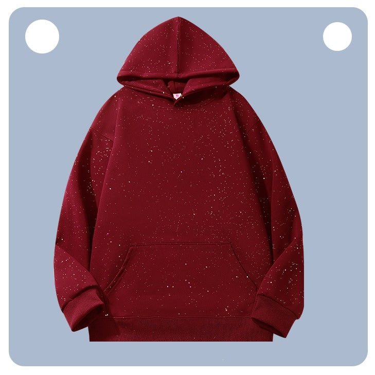 Unisex Oversize-Kapuzenpullover aus French-Terry mit Kängurutasche & dezenter Sprenkeloptik Drune