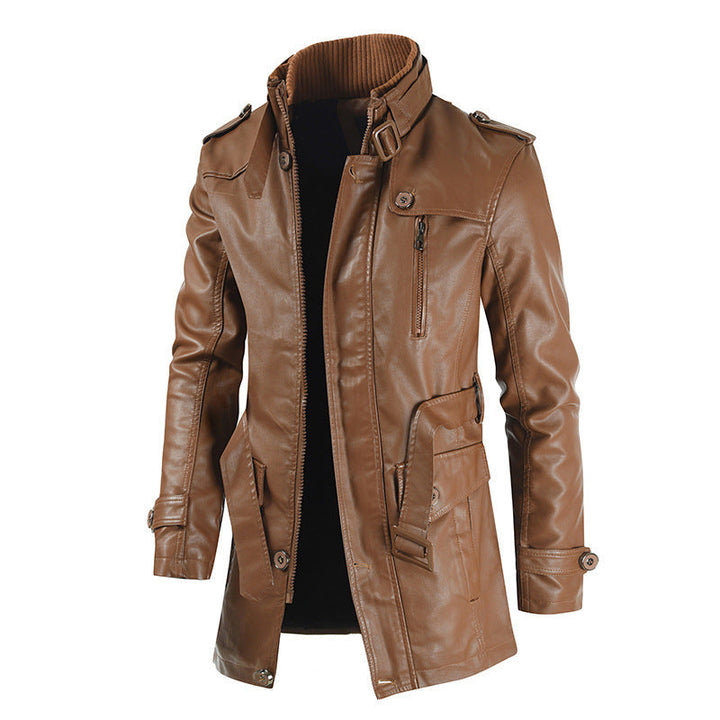Herren Kunstlederjacke mit hochschließendem Kragen
