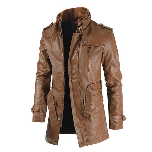 Herren Kunstlederjacke mit hochschließendem Kragen