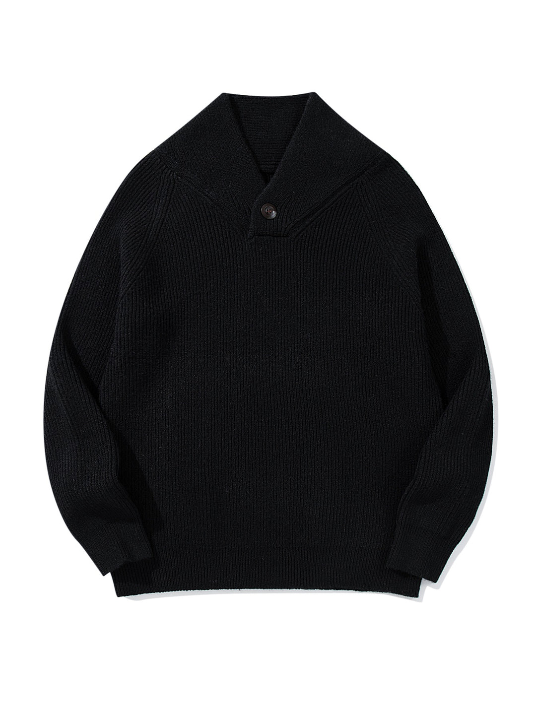 Unisex Gerippter Shawlkragen-Pullover mit Ein-Knopf-Detail Drune